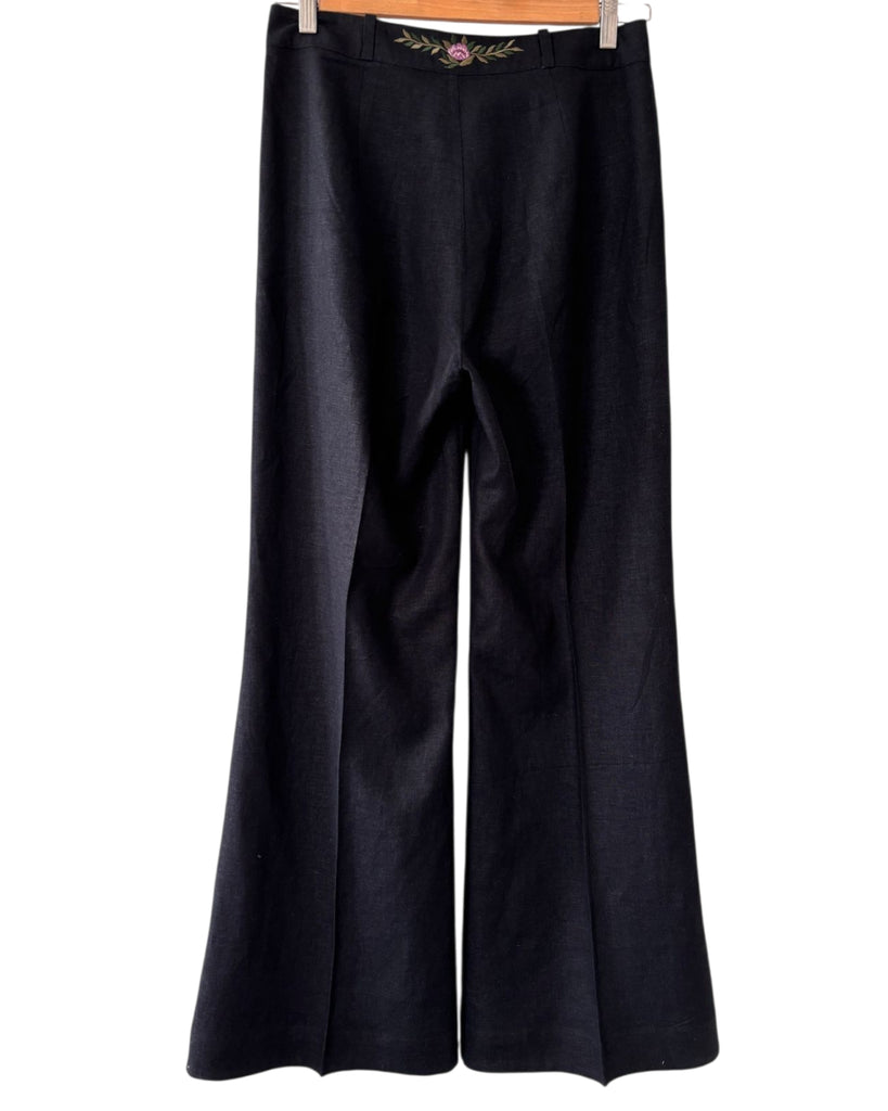 Back view of high rise linen cotton pants 